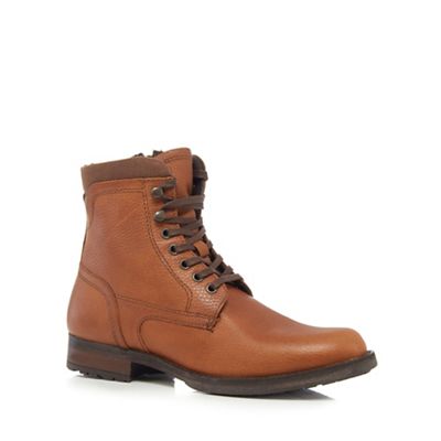 Tan leather lace up boots